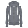 thumbnail image 1 of XIAONU Hoodies For Womens Solid Color Zippered Drawstring Hoodie Oversized Trendy Pleasure Sweatshirt With Pockets, 1 of 3