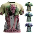thumbnail image 1 of XIAONU Zombie Cartoon Print Tee for Men Crew Neck Short Sleeve Halloween Shirts, 1 of 4