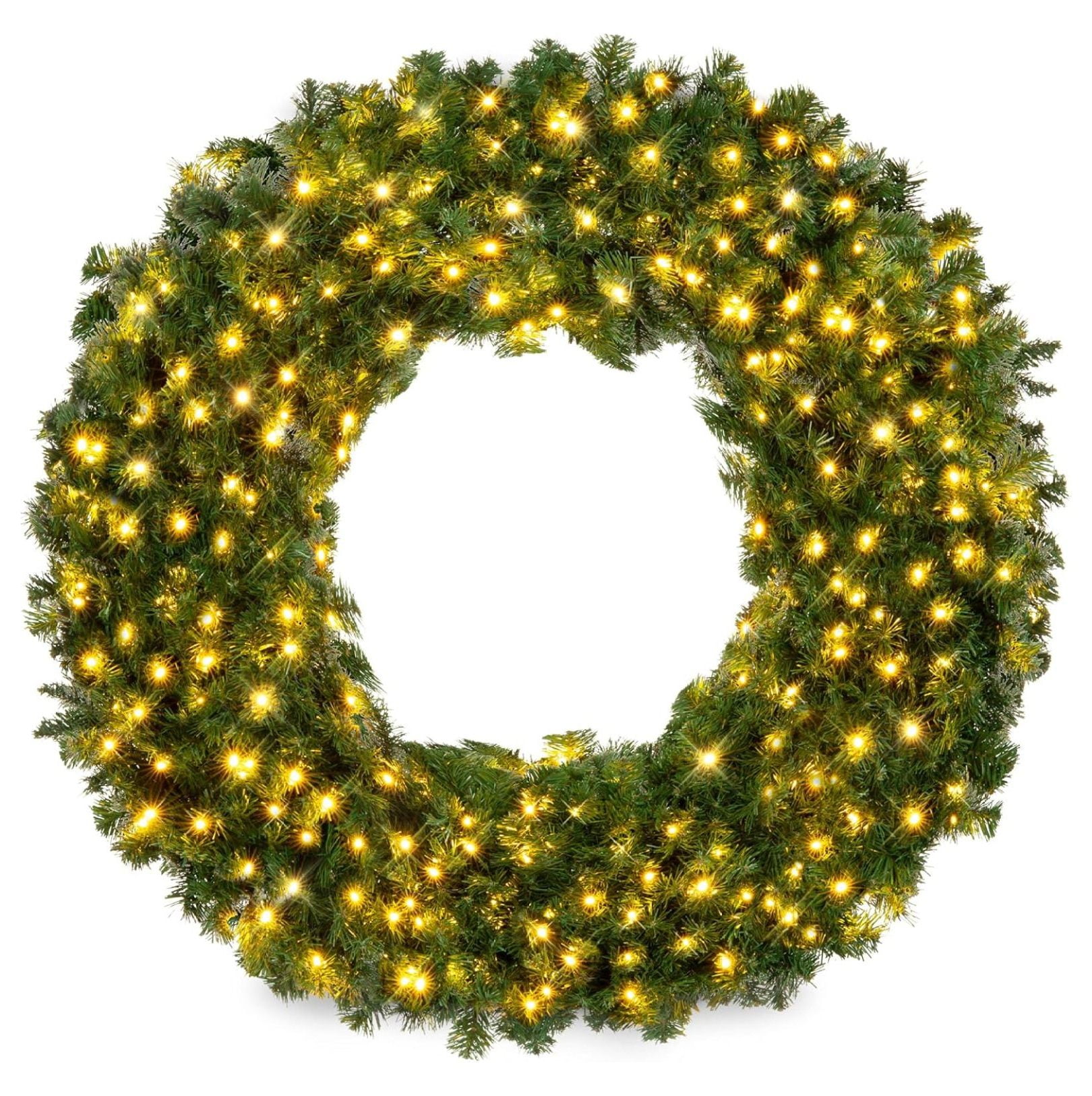 48" Green Artificial Fir Christmas Wreath with LED Lights