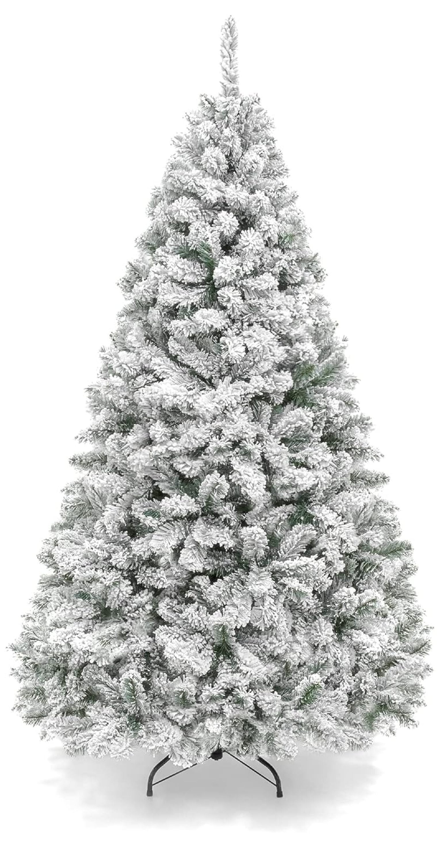 6ft Snow Flocked White Artificial Christmas Tree with Metal Stand