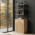 thumbnail image 1 of XIAOWEI 71" Arched Reeded 7-Tier Bookcase Natural Oak, 1 of 6