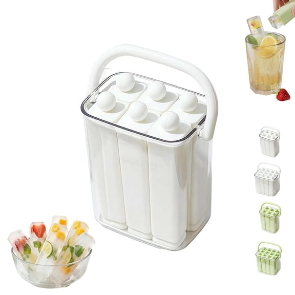 XIAQIANGS Silicone and Plastic Ice Stick Tray with Storage Caddy, 6/12-Cavity Reusable Popsicle Mold for Narrow Mouth Water Bottles