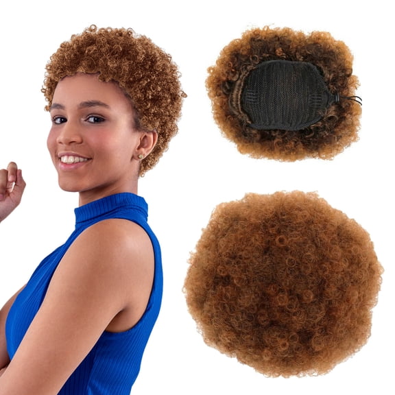 XIAQUJ African Drawstring Ponytail, Synthetic Curly Natural Drawstring Ponytail Wigs for Women E
