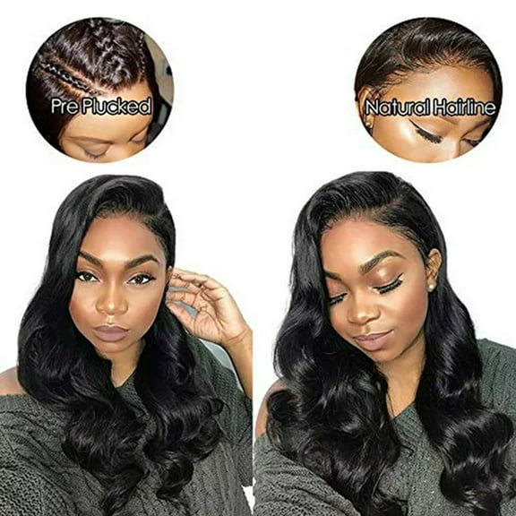 XIAQUJ African Ladies Small Curly Hair Sets Wavy Curls Wig Can Be Straightened and Bent Human Hair Wigs Lace Front Wwigs Human Hair Black