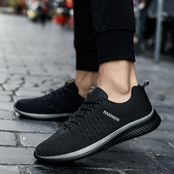 XIAQUJ Breathable Outdoor Sneakers Couples Lace up Runing Shoes Men Woemen Sports Mesh Women's Sneakers Women's Fashion Sneakers Black 6.5-7 (37)