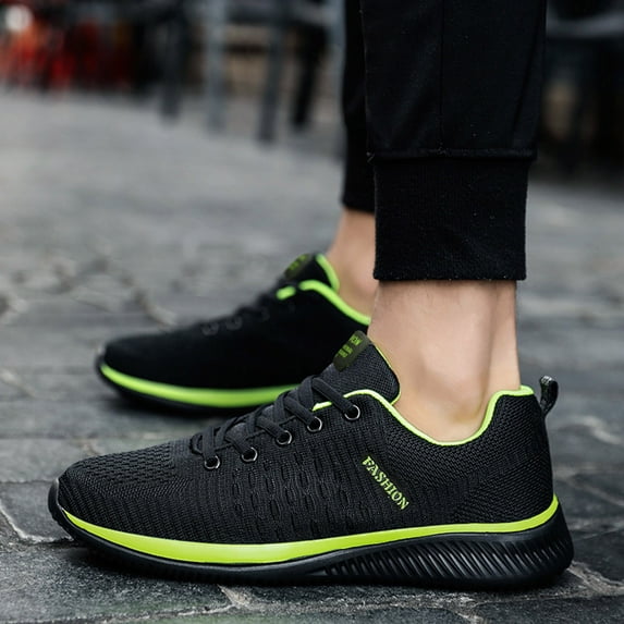 XIAQUJ Breathable Outdoor Sneakers Couples Lace up Runing Shoes Men Woemen Sports Mesh Women's Sneakers Women's Fashion Sneakers Green 8(39)