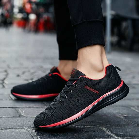 XIAQUJ Breathable Outdoor Sneakers Couples Lace up Runing Shoes Men Woemen Sports Mesh Women's Sneakers Women's Fashion Sneakers Red 9.5-10(42)