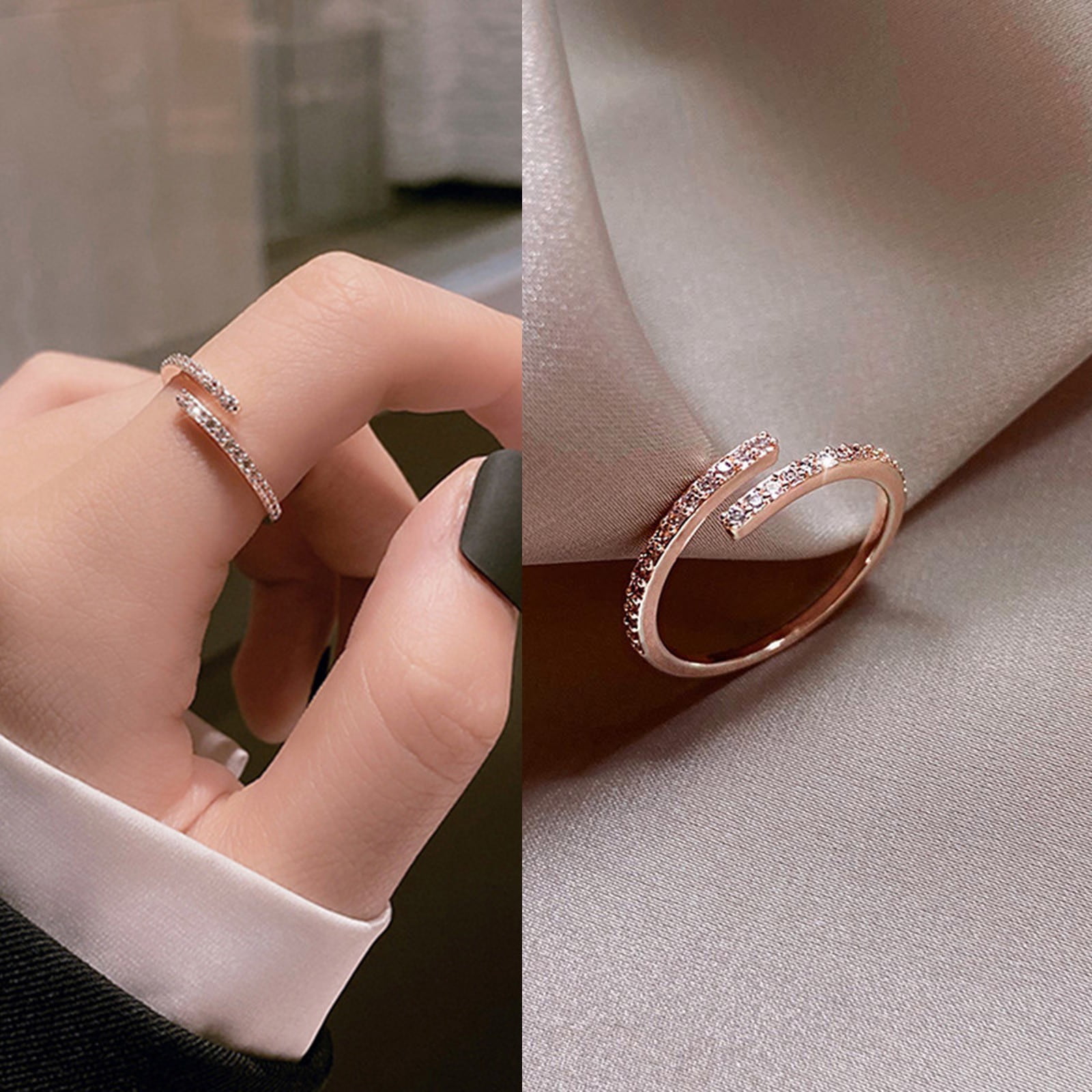 XIAQUJ Delicate in dex Finger Hug Ring with Ring Small Opening Adjustable Ring with Irregular Ring Rings Gold c503f920 412f 4aae b502 4c186e6a9bf4.7128834c8291c04cf4487d755b79f4ca