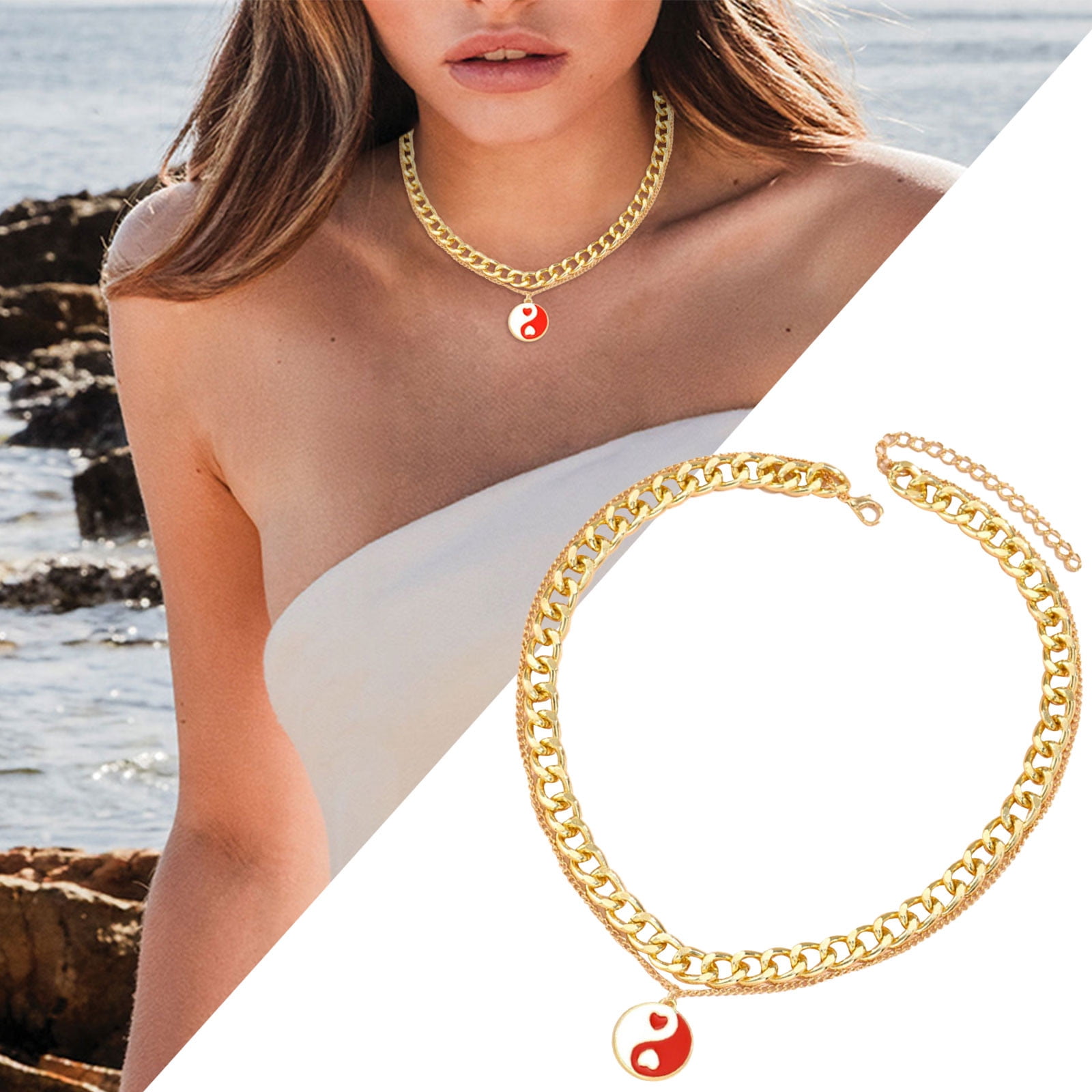 Double layer shop pendant necklace