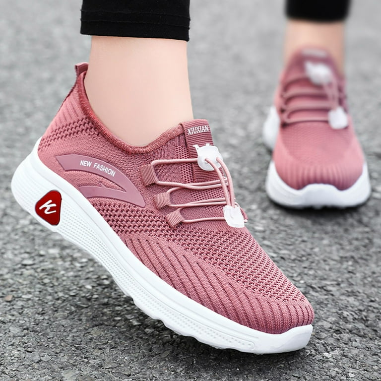 JINMGG Sneakers for Women Plus Clearance Autumn New Style Fashion Casual  Plaid Color Matching Women's Sports Wind Mesh Single Shoes Red 41