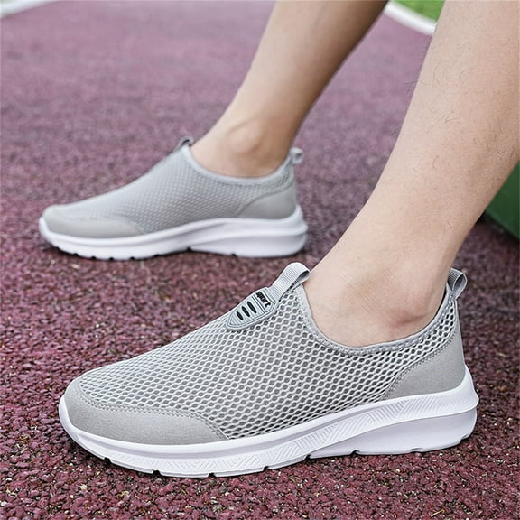 XIAQUJ Fashion Summer Men Sneakers Breathable Mesh Shallow Lace up Casual Shoes Sneakers for Men 2024 Beige 13.5(48)