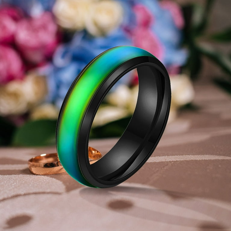 XIAQUJ Fashion Thermochromic Stainless Steel Ring Color Changing