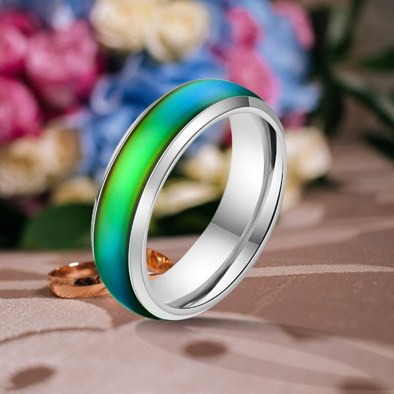 XIAQUJ Fashion Thermochromic Stainless Steel Ring Color Changing
