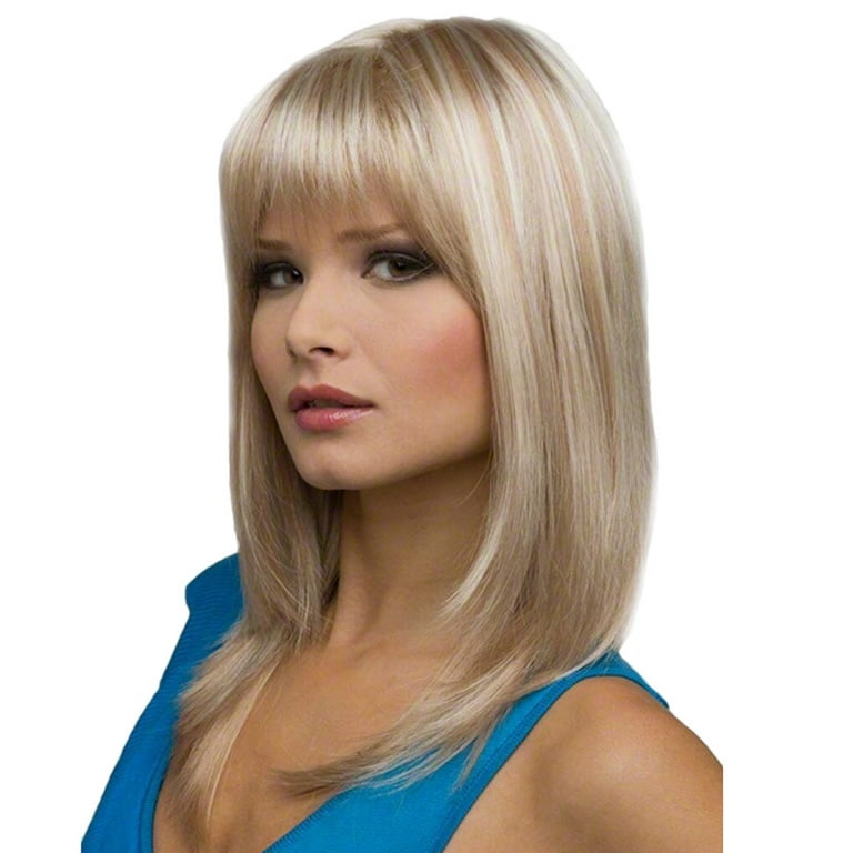 Synthetic Hair Wig with Bangs Shoulder Length Straight Pre-Styled Fashion Amazon.com : vedar Auburn Red Wigs with Bangs, Copper Red  main image 4