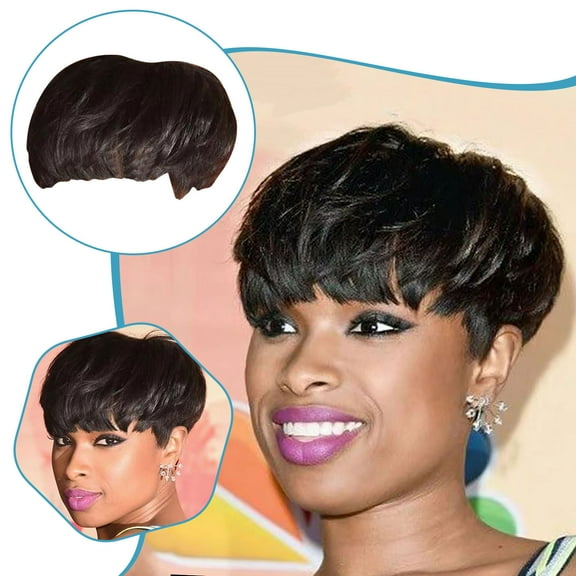 XIAQUJ Fiber Wig Fashion Short Hair Black Rose Net High Temperature Silk Wigs for Women Black