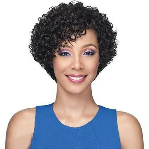XIAQUJ Human Hair Wigs for Black Women Short Wigs No Lace Front Natural Color Wigs for Women Black