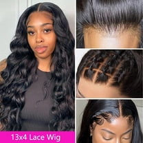 XIAQUJ Lace Front Wig Transparent Frontal Glueless HD Hair with Baby Pre Plucked Hairline Density Brazilian Wigs for Black Women Black