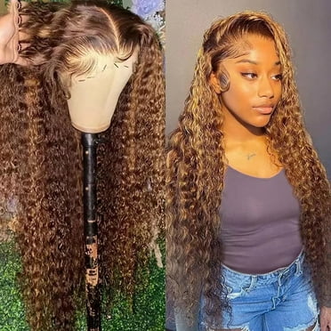 XIAQUJ Lace Front Wig Transparent Frontal Glueless Human Hair with Baby Pre Plucked Hairline Density Brazilian Wigs for Black Women Brown