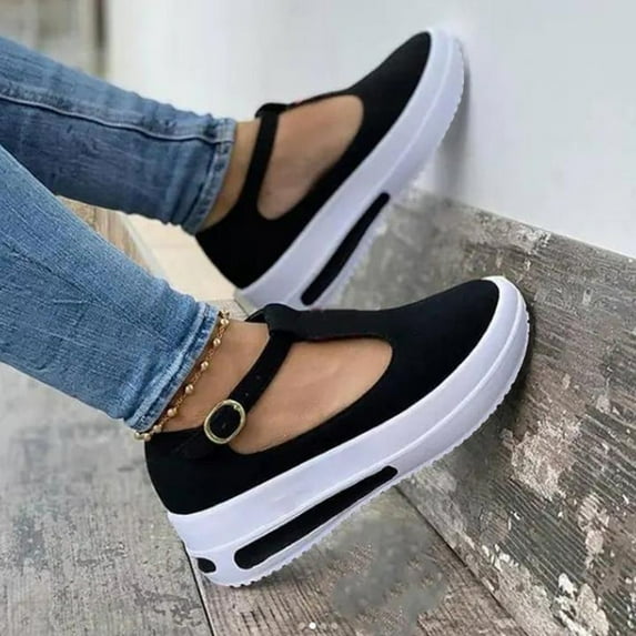 XIAQUJ Ladies Platform Sandals Slope Heel Platform Casual Fashion Comfortable Color Tower Buckle Shoes Sandals for Women Black_001 6.5(37)