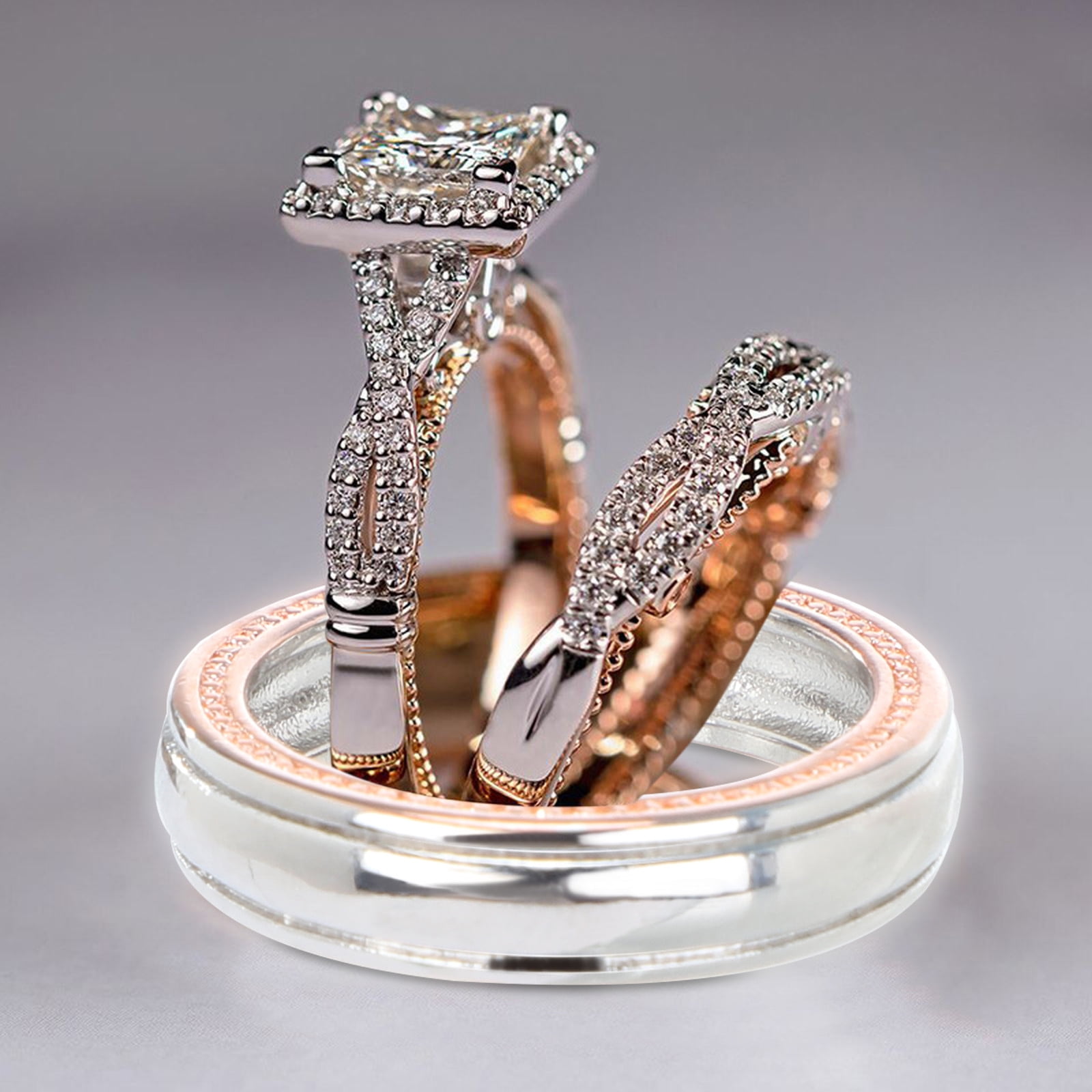 Unisex engagement deals rings sets