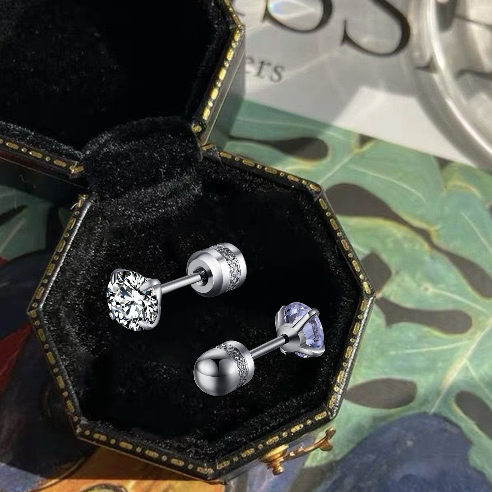 XIAQUJ Lady Pack of Titanium Screw Back Earrings for Sensitive