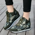 thumbnail image 1 of XIAQUJ Leisure Women's Camouflage Travel Soft Sole Wedges Comfortable Lace up Shoes Outdoor Shoes Runing Fashion Sports Sneakers Women's Fashion Sneakers Army Green 8.5(41), 1 of 9