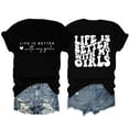 thumbnail image 1 of XIAQUJ Mama Gift Women's T Shirt Life Is Better with My Girls Mom Tee Fashion Short Sleeve Shirt Casual Mother Tees Womens T-Shirts 2024 Black L, 1 of 3
