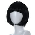 thumbnail image 1 of XIAQUJ Masquerade Small Roll Bang Short Straight Hair Wig BK Wigs for Women Black, 1 of 3