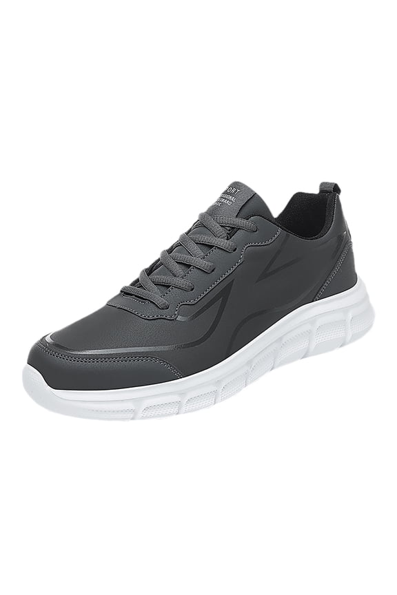 Outdoor Men Waterproof Mountaineering Casual Sport Shoes Lace up Solid Color Running Breathable Soft Bottom Shoes Sneakers for Men Grey 9(41)