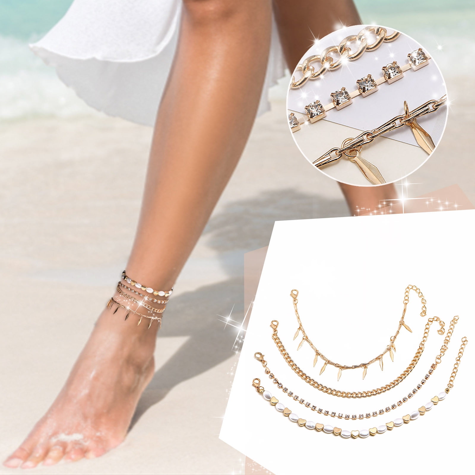 Beach Wear Single 925 Silver Girls Anklets Ankle Bracelet 8.8
