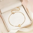 thumbnail image 1 of XIAQUJ Personalized in itial Bracelet 18K Gold Plated Stainless Steel Letter Bracelet Coin Charm Bracelet Delicate Disc Name Bracelet for Women Girls Bracelets F, 1 of 4