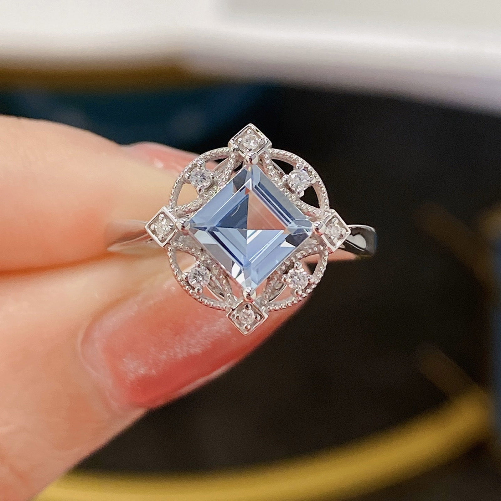 Aquamarine Ring - Personalised Design Gem Proposal Ring
