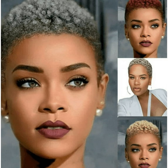 XIAQUJ Short Hair Wigs for Black Women Cuts Wigs for Black Women Ladies Wigs Women's Short Curly Wig Head Circumference 22 Inch Grey