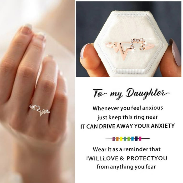 XIAQUJ Wave Minority Love Women Fashion Simple Rose Gold Ring