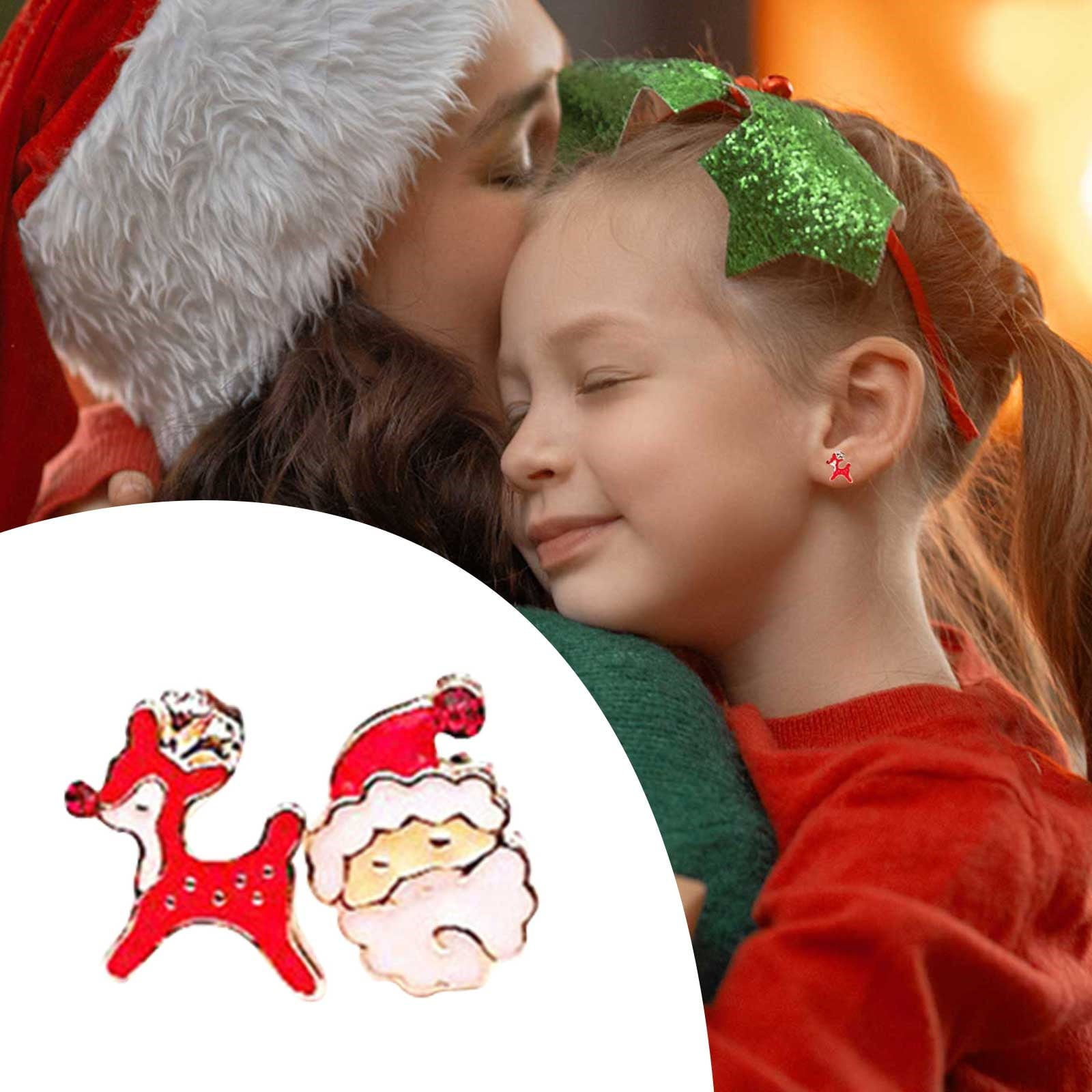 XIAQUJ Women Christmas Stud Earrings Santa Bell Snowflake Sleigh