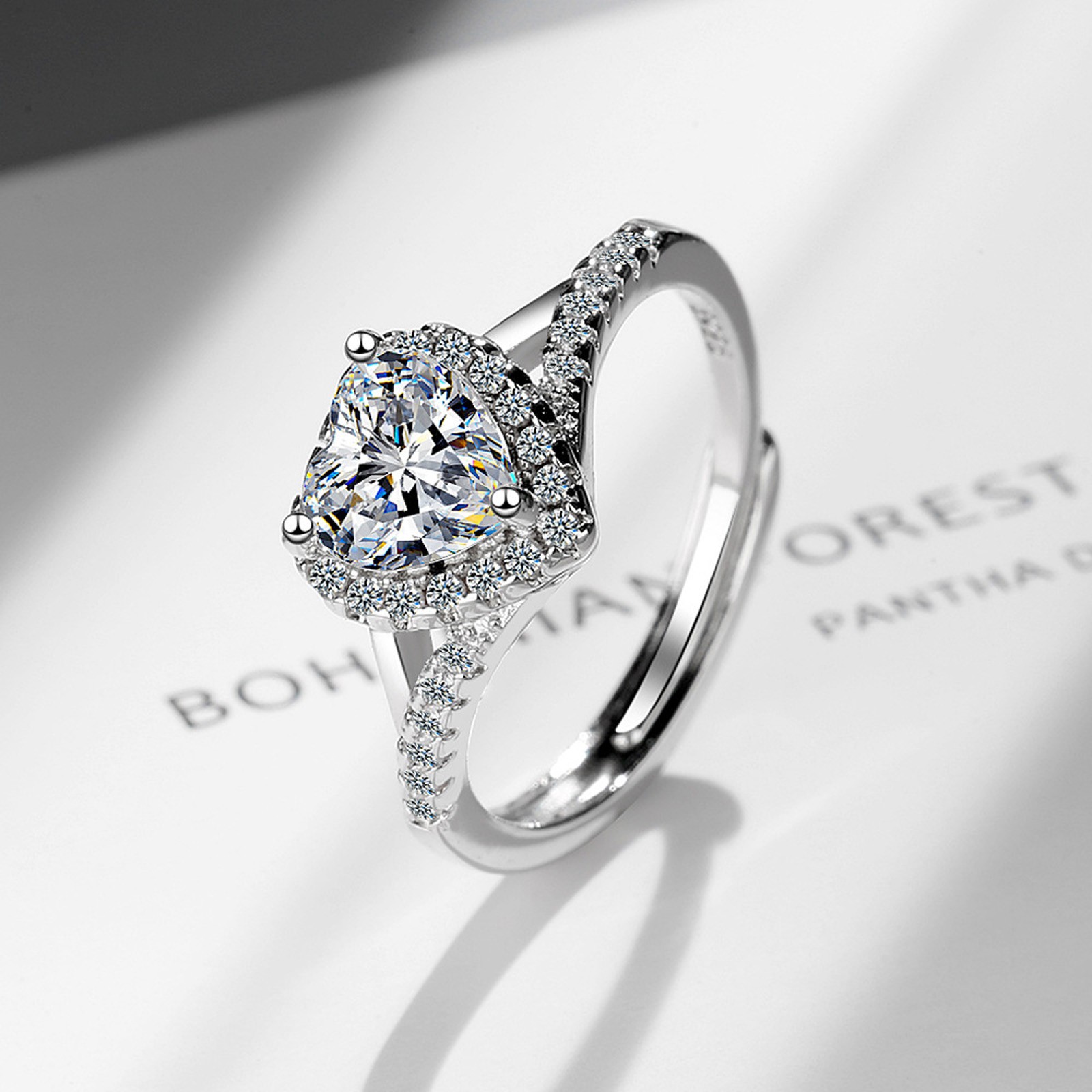 XIAQUJ Women Fashion Ring Open Adjustable Rings Blingbling Zirconia