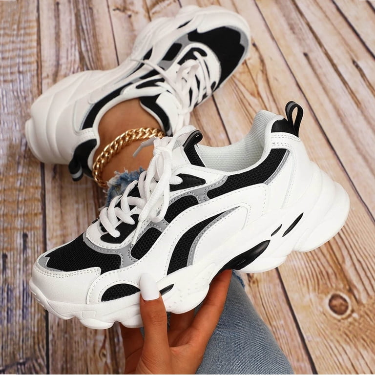 XIAQUJ Women Lace up Running Shoes Sports Shoes White  display picture 3