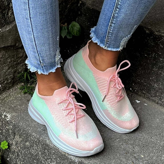 XIAQUJ Women Trainers Running Shoes Sport Walking Sneakers Lightweight Tennis Shoes Women's Fashion Sneakers Pink 9(42)