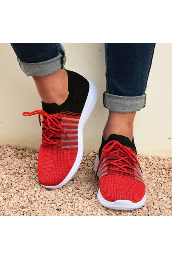Women Trainers Running Shoes Sport Walking Sneakers Lightweight Tennis Shoes Women's Fashion Sneakers Red 6.5(37)