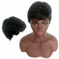 thumbnail image 1 of XIAQUJ Women's Wig Black Fiber High Temperature African False Head Cover Curly Human Hair Wig Glueless Lace Front Human Hair Wigs for Women Black, 1 of 9