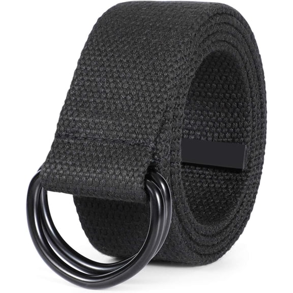 XIATIAN Men Canvas Belt Web Fabric Casual Belt with Black Double D-ring 1 1/2" Wide Set of 2