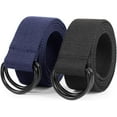 thumbnail image 1 of XIATIAN Men Canvas Belt Web Fabric Casual Belt with Black Double D-ring 1 1/2" Wide Set of 2, 1 of 6