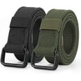 thumbnail image 1 of XIATIAN Men Canvas Fabric Belts Casual Web Cloth Belts with Black Double Ring Buckle 2 Pack, 1 of 7