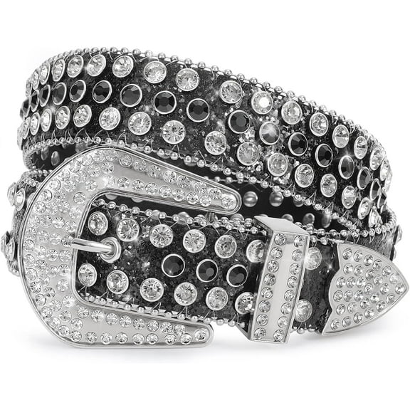XIATIAN Men Women Rhinestone belt Western Cowgirl Cowboy Vintage Bling Crystal Diamond Studded Leather Belt for Jean Pants
