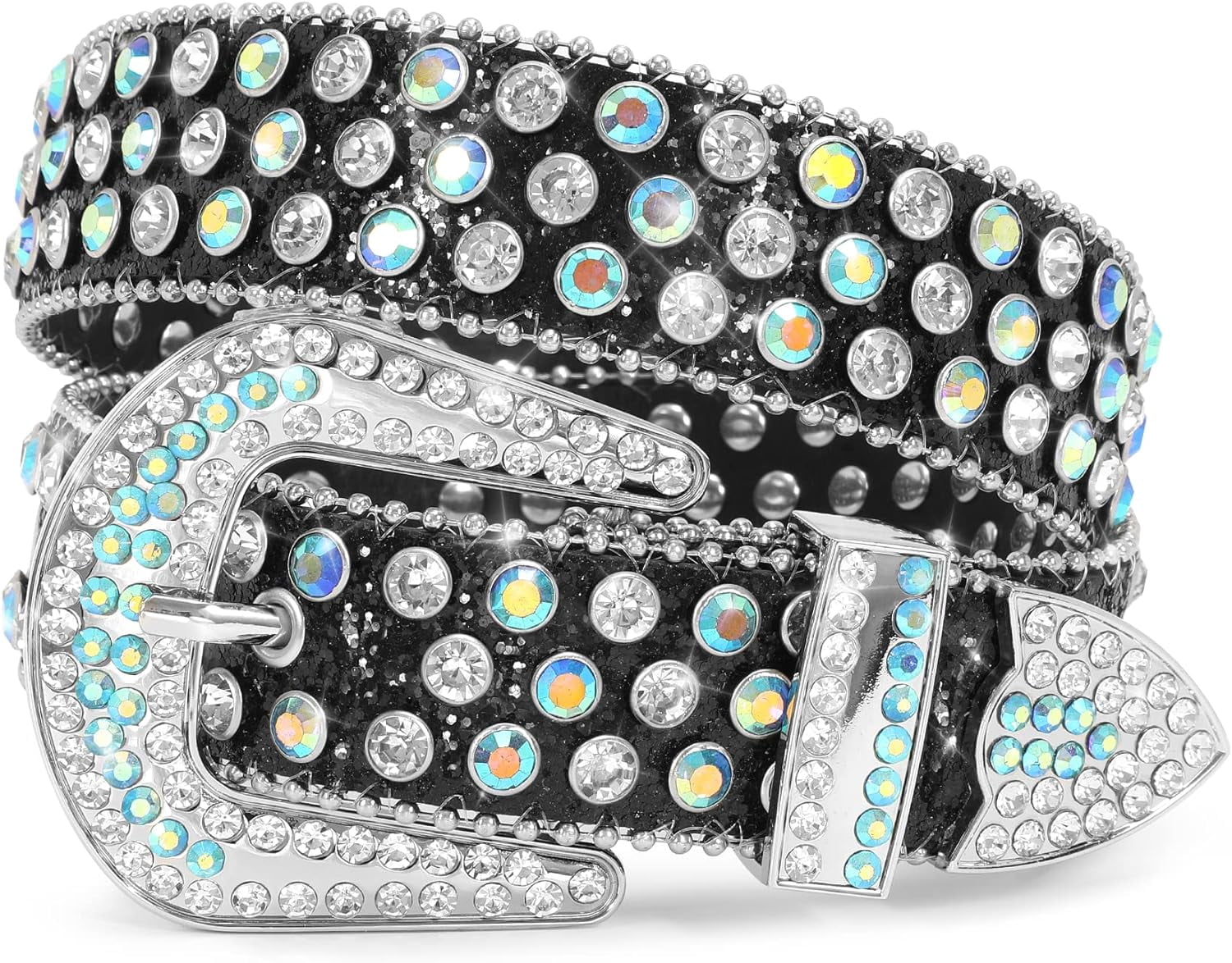 02- Western Cowgirl Cowboy Bling Bling Rhinestones Belt high Quality Studded… SUOSDEY Rhinestone Belt for Men Women Western Cowboy Cowgirl  main image 3