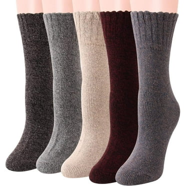 XIATIAN TeenFighter 5 Pairs Upgraded Thick Warm Wool Cotton Women Socks, Knit Cabin Cozy Crew Winter Socks for Girls