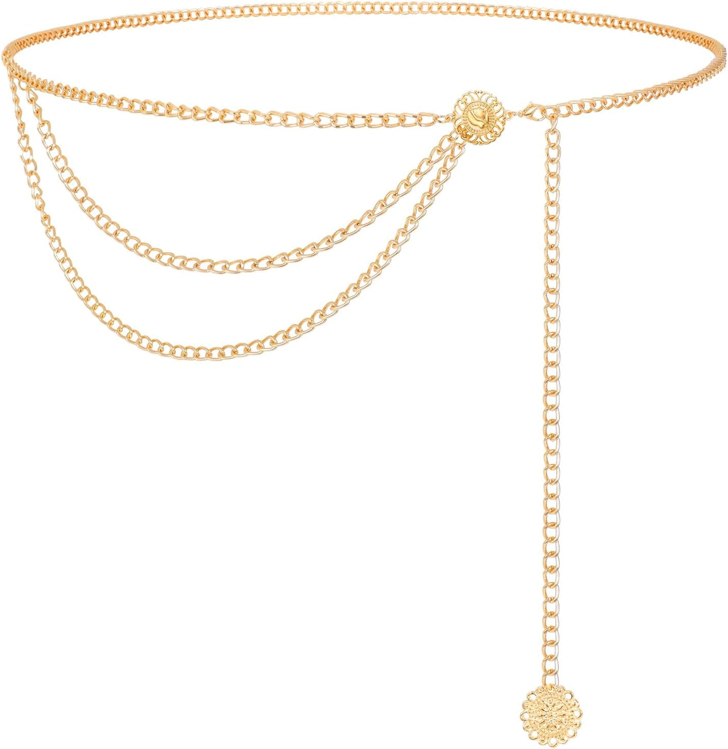 XIATIAN Women Multilayer Gold Silver Metal Link Body Chain 