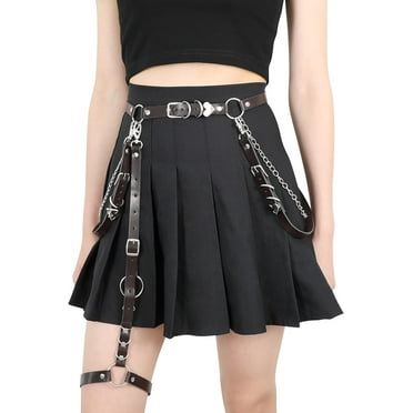 XIATIAN Women Punk PU Leather Belt with Chain Ladies Gothic Rock Waist Belt with Leg Garters