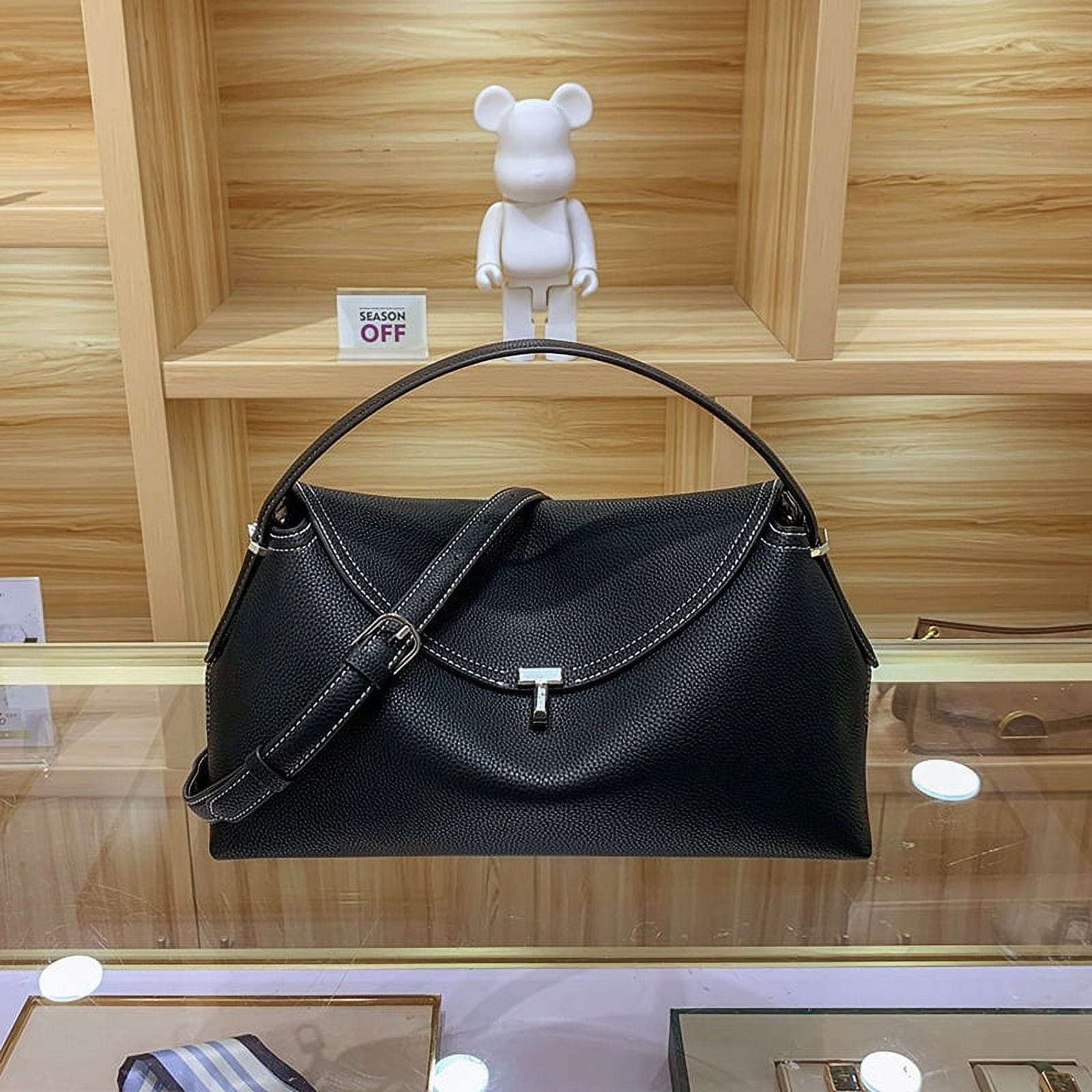 CAREFORM Women s Handbag Brand Genuine Leather T lock Design Top Handle Tote Bag High Quality Cowhide Flap Clutch Shoulder Bag New Walmart