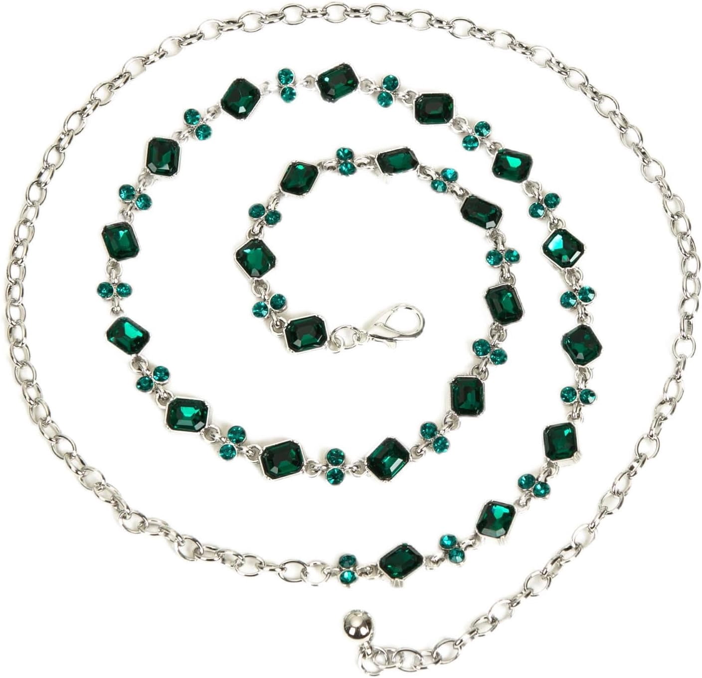 XIATIAN green glass diamond chain belt metal diamond belt  display picture 2